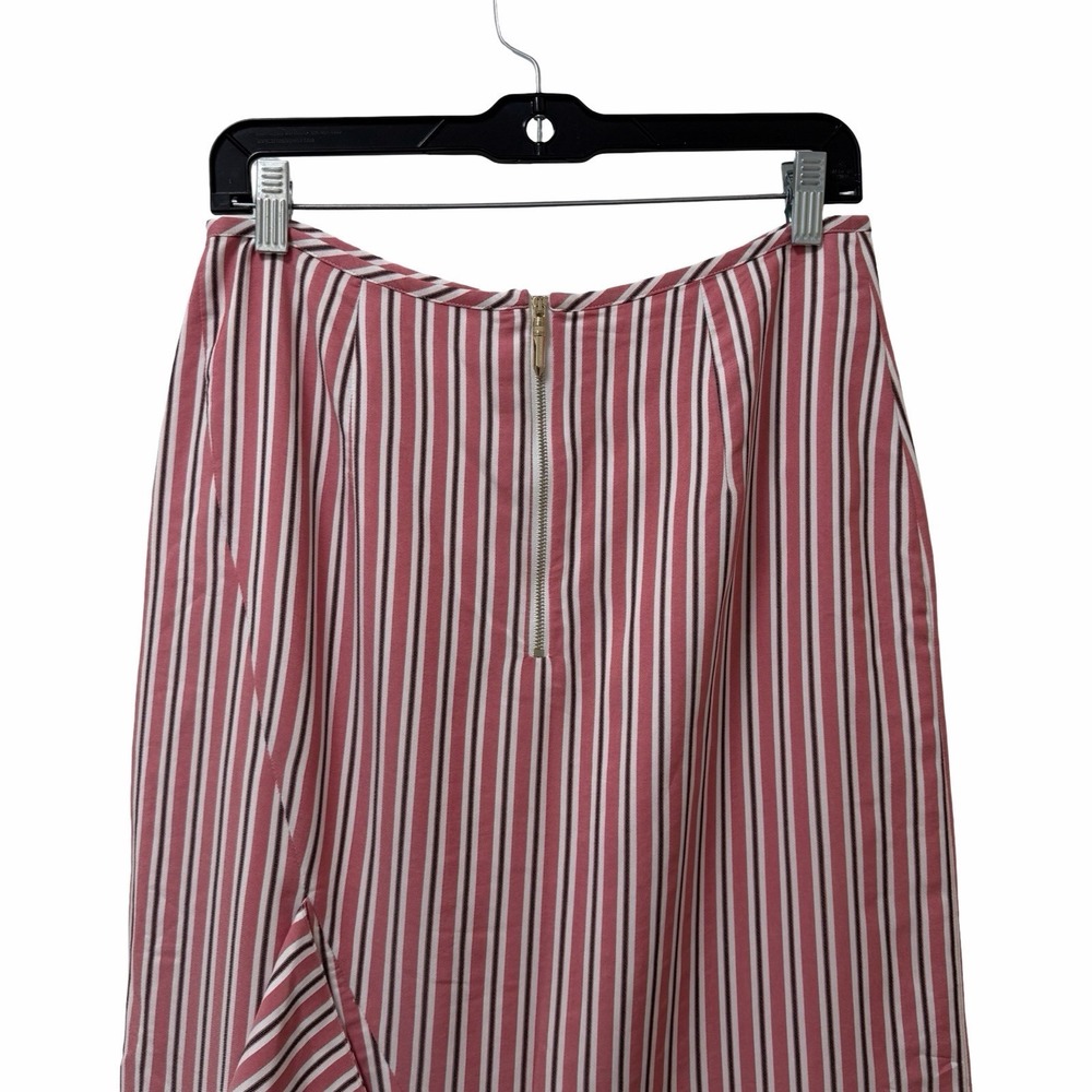 Ted Baker Coryn Striped Ruffle Hem Pencil Midi Pencil Skirt Size 4 Pink NEW - Picture 4 of 12